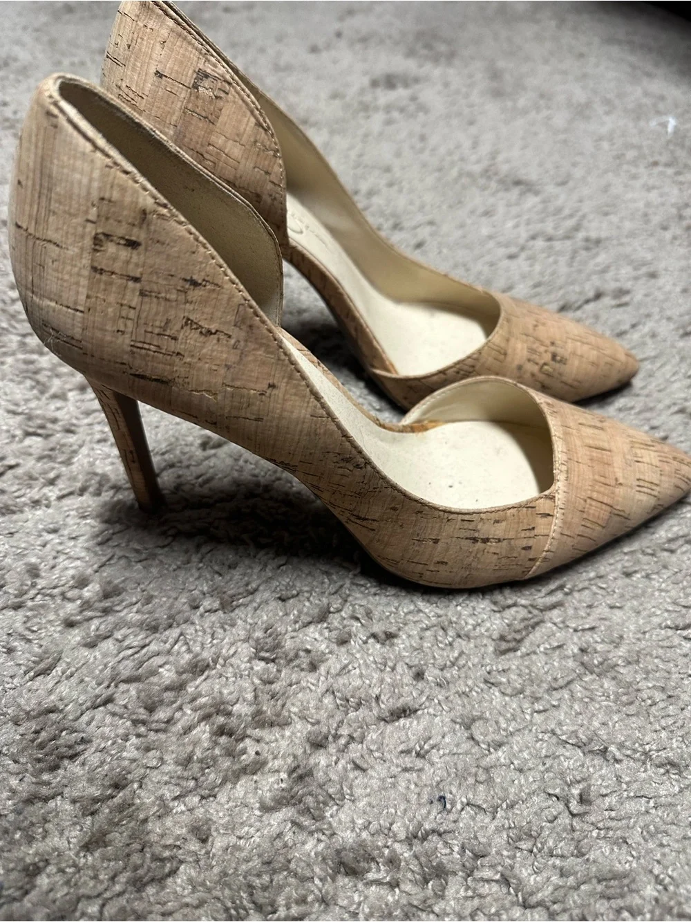 Jessica Simpson Cork D'Orsay Pointed-Toe Pumps in Natural